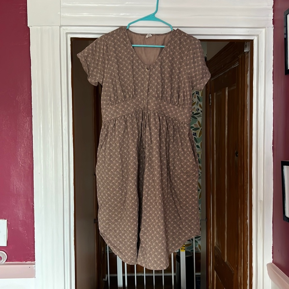 Kate Quinn Brown Crosshatched Knee Length Dress